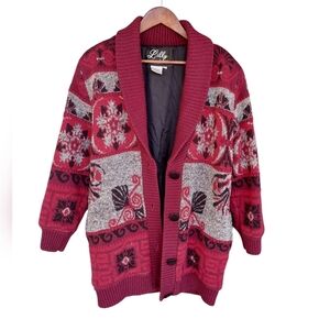 Vintage Lilly of California Wool Blend Heavy Cardigan Sweater